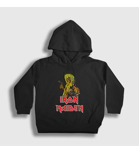 Presmono Unisex Çocuk Siyah Eddie Iron Maiden Kapüşonlu Sweatshirt 85642tt