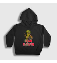 Presmono Unisex Çocuk Siyah Eddie Iron Maiden Kapüşonlu Sweatshirt 85642tt