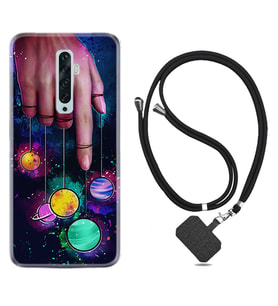 Oppo Reno 2Z 4 Lite 4 Pro 5 6 7 A31 Kılıf Boyun Askılı Silikon Finger planet 1740