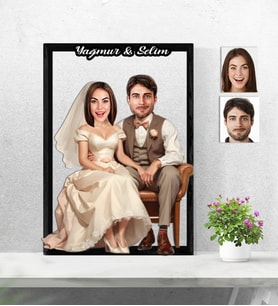 Kişiye Özel 3D  Ahşap Tablo Gelin Dağmat Retro Model 30x40 -35