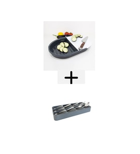 Çift Hazneli Kesme Panosu + 9 Bölmeli Çekmece Içi Kaşıklık 2' Li Düzenleyici Set