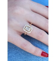 Gold Renk Baget Zirkon Taşlı Kadın Yüzük TJ-BYK2601