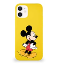 Apple iPhone 12 Soft Premier Kapak Mickey Mouse-D Tasarımlı Silikon Kılıf - Sarı (Şeffaf)