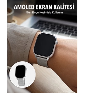 Mey İthalat® Dokunmatik AMOLED Akıllı Saat Uzun Pil Ömrü ve Sağlık Takip Özellikli