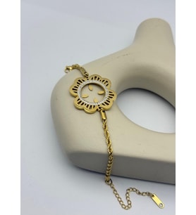 Çelik Gold Taşlı Tasarım Çeyreklik Bileklik - 26blk17
