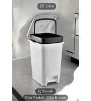 Şık İç Kovalı Slim Pedallı 25 Litre Banyo Mutfak Çöp Kovası