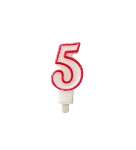 Beş Rakamlı Doğum Günü Pasta Mumu ( 7X3 cm) - Sayılı Mum - Pasta Süsü 