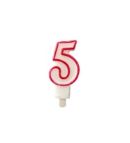 Beş Rakamlı Doğum Günü Pasta Mumu ( 7X3 cm) - Sayılı Mum - Pasta Süsü 