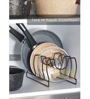 Tava Kapak Düzenleyici Paslanmaz 5 Bölmeli Tabaklık Siyah