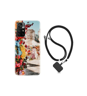 Xiaomi Poco M4 Pro Kılıf Ipli Boyun Askılı Desenli Silikon Gerçek Çiçekler 1743