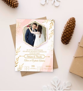 BK Gift Kişiye Özel Fotoğraflı Düğün Davetiyesi Model 39 (100Adet)
