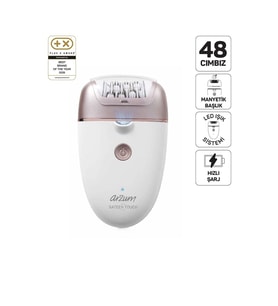 Arzum AR5175 Sateen Touch Şarjlı Epilasyon Seti, 48 Cımbızlı Başlık, 2 Farklı Hız Ayarı, Led Işık Si