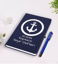 BK Gift Kişiye Özel İsimli Lacivert Seyir Defteri ve Kalem Seti-1