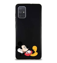 Samsung Galaxy A71 Soft Premier Kapak Mickey Mouse-F Tasarımlı Silikon Kılıf - Siyah (Şeffaf)