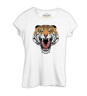 Wild - Kaplan Beyaz Kadın Tshirt
