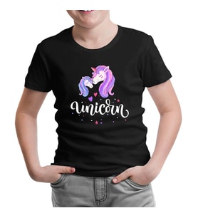 Unicorn Anneler Günü Siyah Çocuk Tshirt