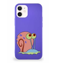 Apple iPhone 12 Mini Soft Premier Kapak Salyangoz Gary Tasarımlı Silikon Kılıf - Mor (Şeffaf)