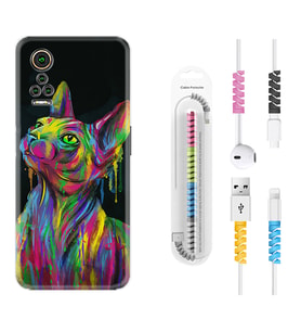 General Mobile GM 21 Pro GM 22 Pro Plus Kılıf Kablo Koruma Spiral Silikon Color Cat 1754