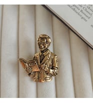 Lente Aksesuar Gold Renk Öğretmen Broş-Kitap ve Kalemli Öğretmen Yaka İğnesi (Çok Renkli)