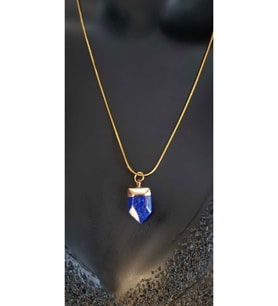 Çelik Vip Zincirli Doğal Lapis Lazuli Taşı Kolye