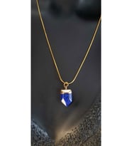 Çelik Vip Zincirli Doğal Lapis Lazuli Taşı Kolye