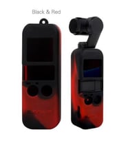Dji Osmo Pocket İçin Renkli Silikon Koruyucu Kılıf Buyun Askılı Kordon Siyah/Kırmızı