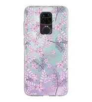 Xiaomi Redmi Note 9 Uyumlu Kapak Floral Pudra Tasarımlı Şeffaf Silikon Kılıf