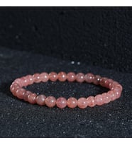 Sertifikalı Kadın Doğal Taşlı Bileklik Çilek Kuvars 6 mm Şık Minimalist Bir Hediye