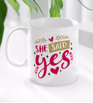 BK Gift She Said Yes Tasarımlı Beyaz Kupa Bardak-3