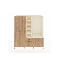 Kronos Dolap 13 Raflı 3 Çekmeceli 4 Kapaklı 220x59x243 Aytaşı-Çam/Çam