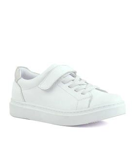 Rakerplus Hakiki Deri Beyaz Cırtlı Bağcıklı Kız Çocuk Sneakers