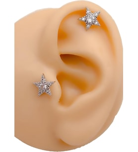 Full Zirkon Taşlı Yıldız Kıkırdak Helix Tragus Piercing (1adet)