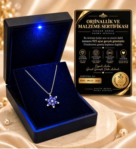 Işıklı Kutuda 925 Ayar Gümüş Ametist Taşlı Lotus Kadın Kolye