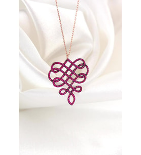 Zirkon Taşlı Fantazi Gümüş Kolye İnlove Gümüş Kolye  (Rose)