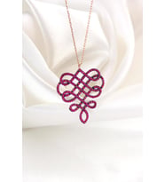 Zirkon Taşlı Fantazi Gümüş Kolye İnlove Gümüş Kolye  (Rose)