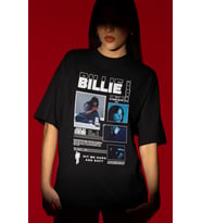 Tasarım Billie Eilish Şarkıcı Baskılı Unisex Oversize Tişört