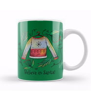 Believe In Santa Christmas Sweater Sketch Kupa Bardak Porselen