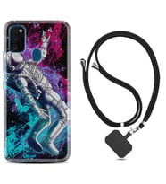 Samsung M21 M22 M23 M30 M31S M32 Kılıf Boyun Askılı Silikon Astronot Signs 1753