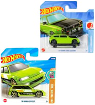 2 Araç Set - Hot Wheels '90 Honda Civic EF & Hot Wheels '73 Honda Civic Custom (1/64) Yeşil