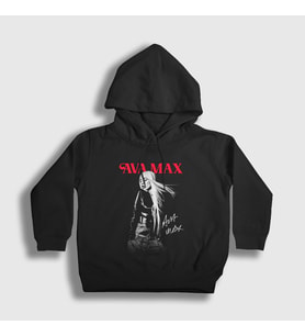 Presmono Unisex Çocuk Siyah Poster V2 Ava Max Kapüşonlu Sweatshirt 410320tt