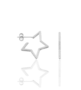 Gümüş rodyumlu zirkon taşlı star küpe SGTL11859RODAJ