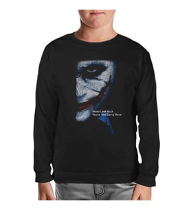 Joker - Never Look Back Siyah Çocuk Sweatshirt