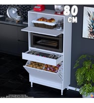 Eliusta Meva 80 cm Çekmeceli Fırın Dolabı Sepetli Çok Amaçlı Mutfak Kiler Oyuncak Banyo Dolabı 80x163x32 cm
