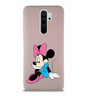 Xiaomi Redmi Note 8 Pro Soft Premier Kapak Minnie Mouse-E Tasarımlı Silikon Kılıf - Pudra (Şeffaf)