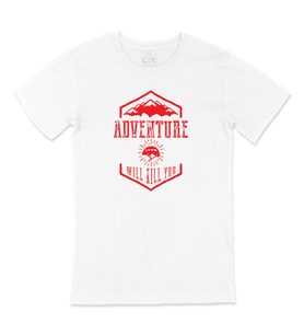 Kırmızı Adventure Will Kill You Tişört
