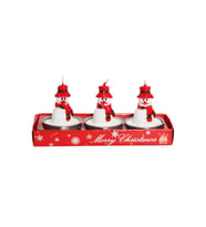 3 Adet 4cm Yılbaşı Tealight Mum Kaşkollu Kardan Adam