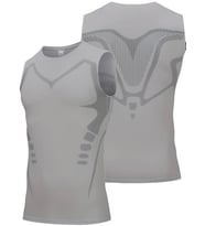 Ghassy Co. Erkek Fitness Hızlı Kuruma Nefes Alabilen Çapraz Daraltma Tipi Kolsuz Spor T-shirt  (Açık Gri)