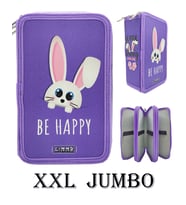 XL Jumbo Model Sevimli Tavşan Kalem Kutusu Organizer Kalemkutu 3 Bölmeli Kalemlik Mor