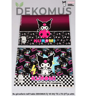 DEKOMUS İLE YENİ SEZON LİSANSLI KUROMI "TEKLİ" SPIRALLI 17x25 CM 15 YAPRAK RESİM DEFTERİ (Mor)