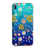 Huawei Y7 2019 Uyumlu Kapak Flowers Tasarımlı Şeffaf Silikon Kılıf